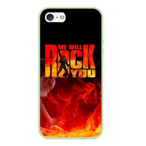 Чехол для iPhone 5/5S матовый Queen - We Will Rock You, цвет салатовый