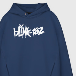 Худи с принтом Blink 182 для мужчины, вид на модели спереди №3. Цвет основы: темно-синий