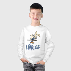 Лонгслив с принтом Blink-182 Блинк-182 для ребенка, вид на модели спереди №2. Цвет основы: белый