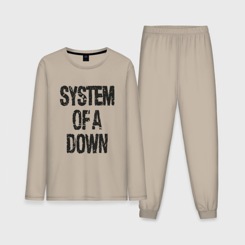 Мужская пижама с лонгсливом хлопок System of a down, цвет миндальный