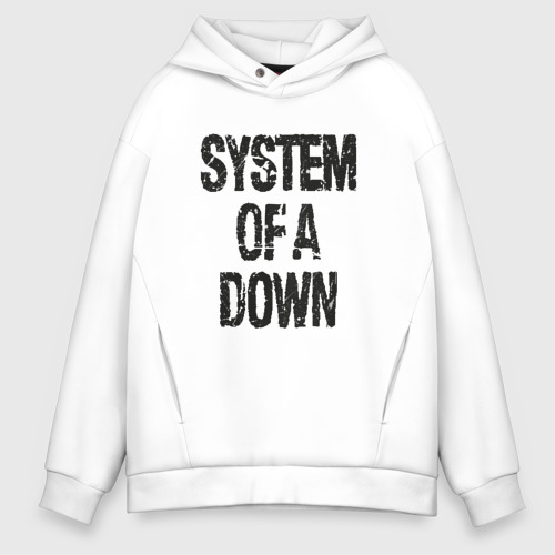 Мужское худи Oversize хлопок System of a down, цвет белый