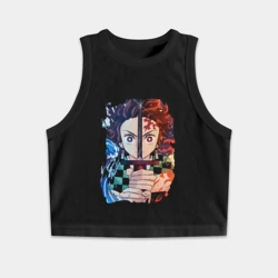 Женская укороченная майка-топ хлопок Tanjiro Kamado