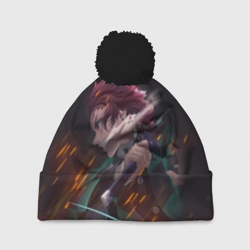 Шапка 3D c помпоном Танджиро Камадо Клинок рассекающий демонов Z