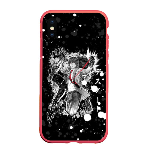 Чехол для iPhone XS Max матовый Japanese manga Death Note, цвет красный