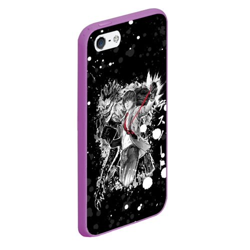 Чехол для iPhone 5/5S матовый Japanese manga Death Note, цвет фиолетовый - фото 3