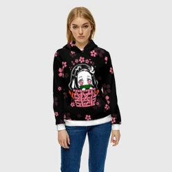 Женская толстовка 3D Надзуко Камадо в цветах - фото 2