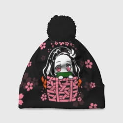 Шапка 3D c помпоном Надзуко Камадо в цветах
