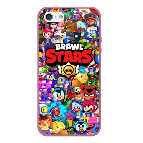 Чехол для iPhone 5/5S матовый Brawl Stars, цвет розовый