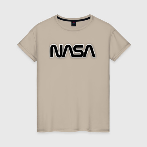 Женская футболка хлопок с принтом NASA, вид спереди #2