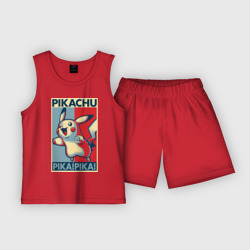 Детская пижама с шортами хлопок Пикачу