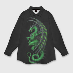 Женская рубашка oversize 3D Green Dragon