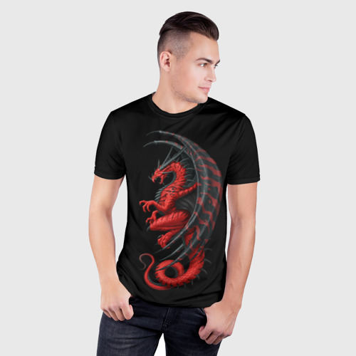 Мужская футболка 3D Slim Red Dragon - фото 3