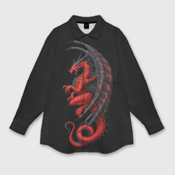 Мужская рубашка oversize 3D Red Dragon