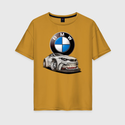 Женская футболка хлопок Oversize BMW оскал