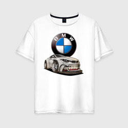 Женская футболка хлопок Oversize BMW оскал