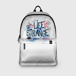Рюкзак с принтом Life is Strange для любого человека, вид спереди №3. Цвет основы: белый