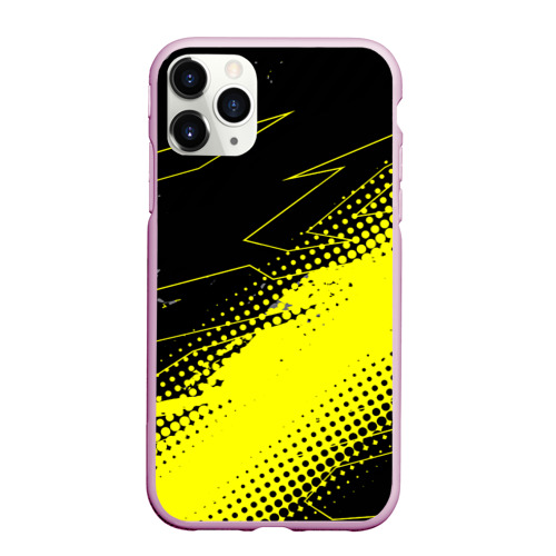 Чехол для iPhone 11 Pro Max матовый Черно-желтый стиль для фитнеса, цвет розовый