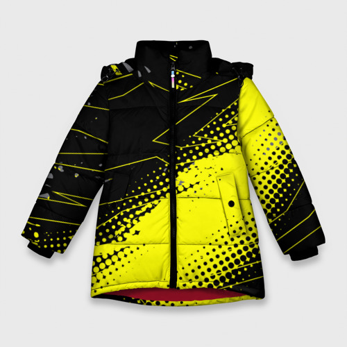 Зимняя куртка для девочек 3D Черно-желтый стиль для фитнеса, цвет красный