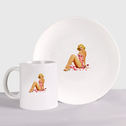 Набор: тарелка + кружка Retro PinUp Girl