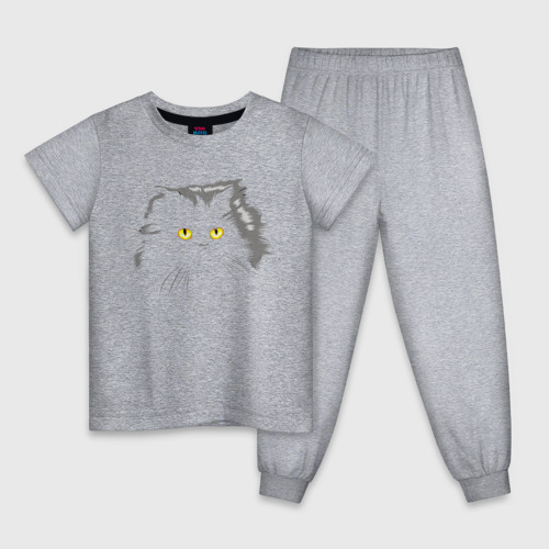 Детская пижама хлопок с принтом Грозовой, кошак (пушистый), вид спереди #2