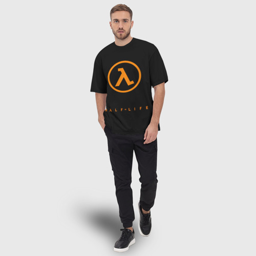 Мужская футболка oversize 3D Half-life orange logo, цвет 3D печать - фото 5