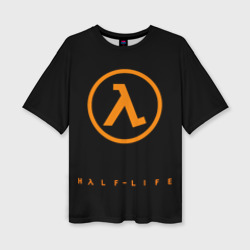 Женская футболка oversize 3D Half-life orange logo