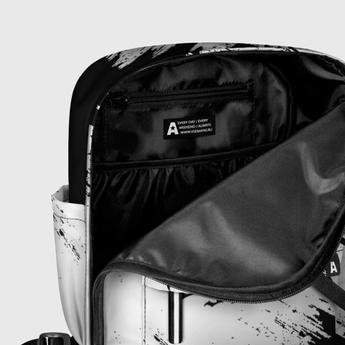 Женский рюкзак 3D Черный Клевер с белой полосой - фото 6