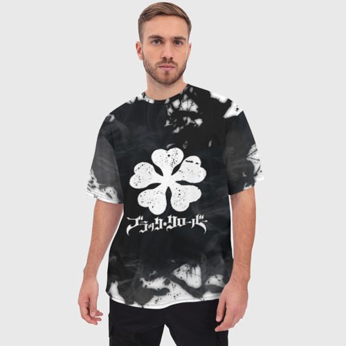 Мужская футболка oversize 3D Черный Клевер с черным пятном, цвет 3D печать - фото 3