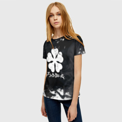 Женская футболка 3D Черный Клевер с черным пятном - фото 2