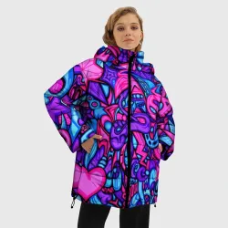 Женская зимняя куртка Oversize Неоновые черепа - фото 2