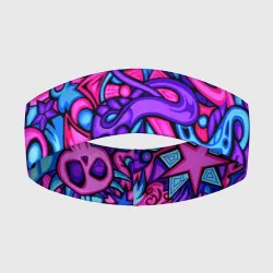 Повязка на голову 3D Неоновые черепа