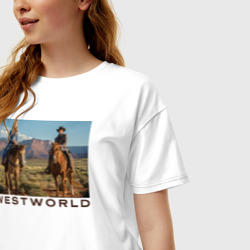 Женская футболка хлопок Oversize Westworld Landscape - фото 2