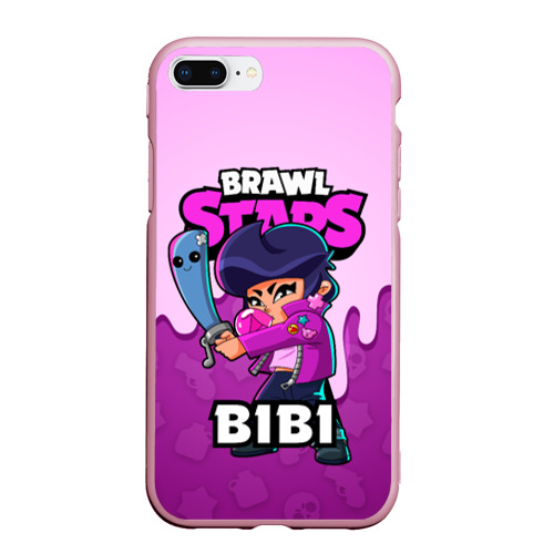 Чехол для iPhone 7Plus/8 Plus матовый BRAWL STARS BIBI, цвет розовый