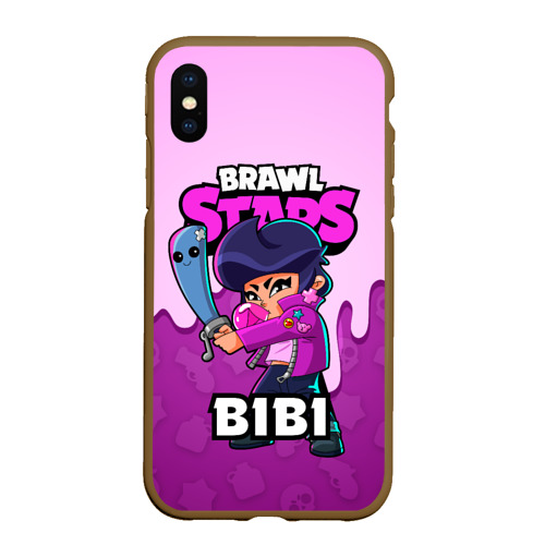 Чехол для iPhone XS Max матовый BRAWL STARS BIBI, цвет коричневый