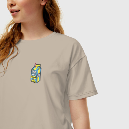 Женская футболка хлопок Oversize Lyrical Lemonade, цвет миндальный - фото 3