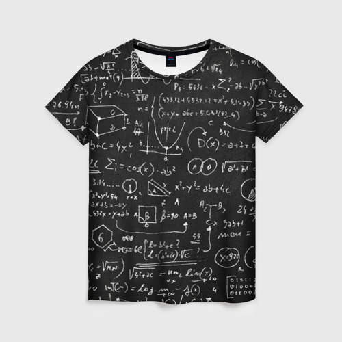 Женская футболка 3D с принтом Математические формулы, вид спереди #2