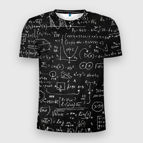 Мужская футболка 3D Slim с принтом Математические формулы, вид спереди #2