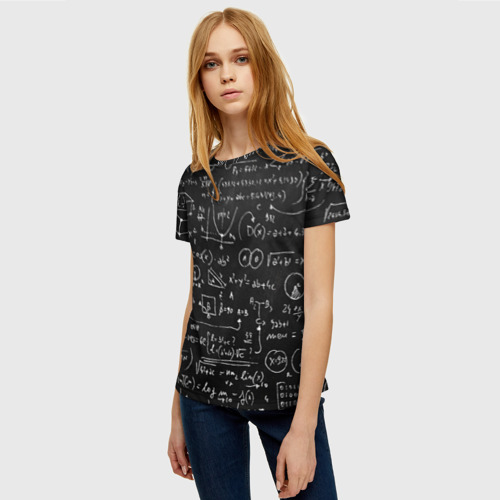 Женская футболка 3D с принтом Математические формулы, фото на моделе #1
