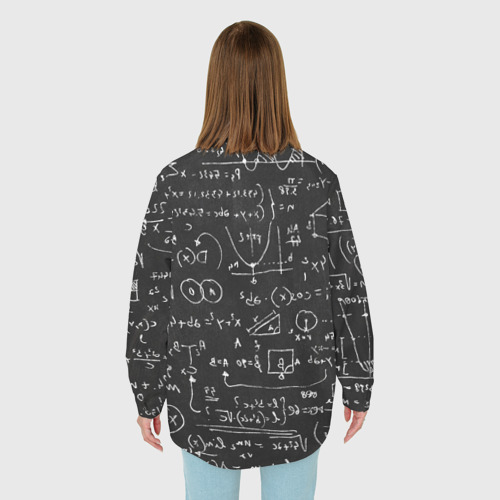 Женская рубашка oversize 3D с принтом Математические формулы, вид сзади #2