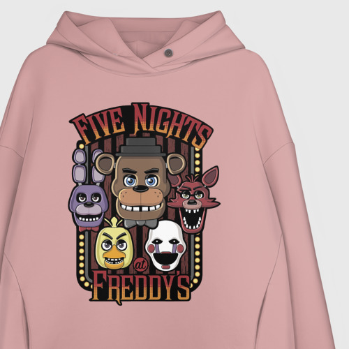 Женское худи Oversize хлопок Five Nights At Freddys FNAF, цвет пыльно-розовый - фото 3