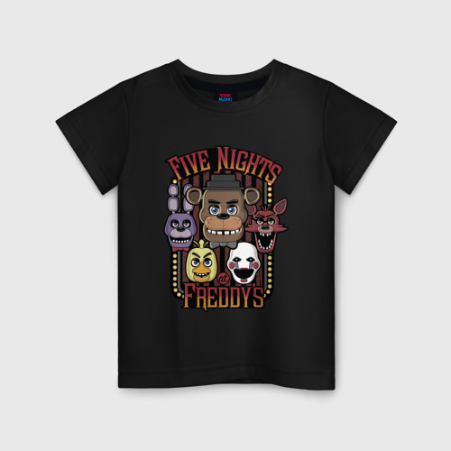 Детская футболка хлопок Five Nights At Freddys FNAF, цвет черный