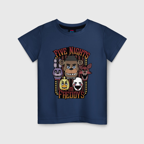 Детская футболка хлопок Five Nights At Freddys FNAF, цвет темно-синий