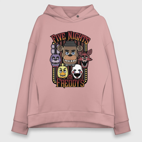 Женское худи Oversize хлопок Five Nights At Freddys FNAF, цвет пыльно-розовый