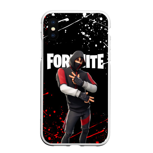 Чехол для iPhone XS Max матовый Fortnite IKONIK Фортнайт, цвет белый