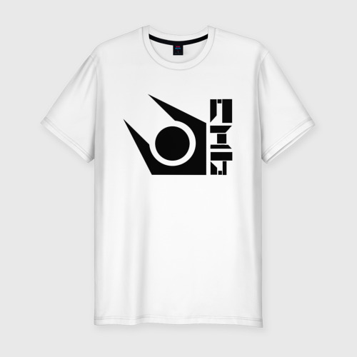 Мужская футболка хлопок Slim с принтом Half life combine logo, вид спереди #2