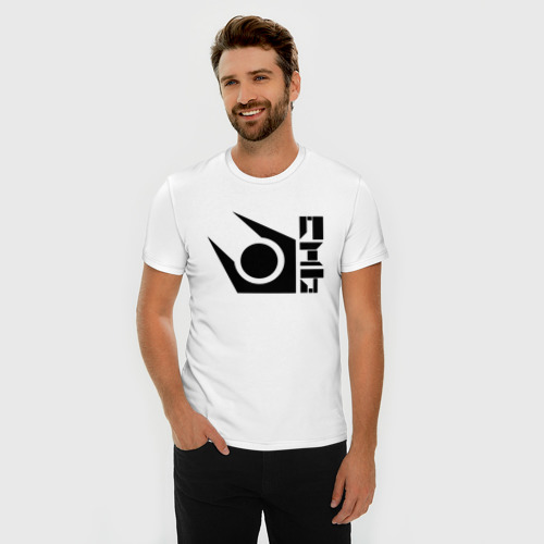Мужская футболка хлопок Slim с принтом Half life combine logo, фото на моделе #1