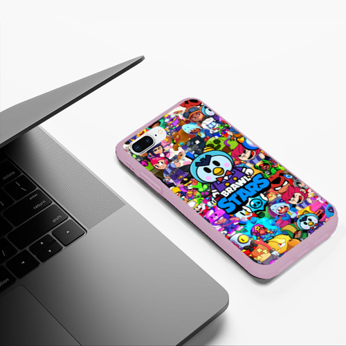 Чехол для iPhone 7Plus/8 Plus матовый BRAWL STARS MR.P, цвет розовый - фото 5