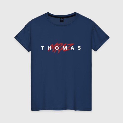 Женская футболка из хлопка с принтом Thomas Mraz, вид спереди №1
