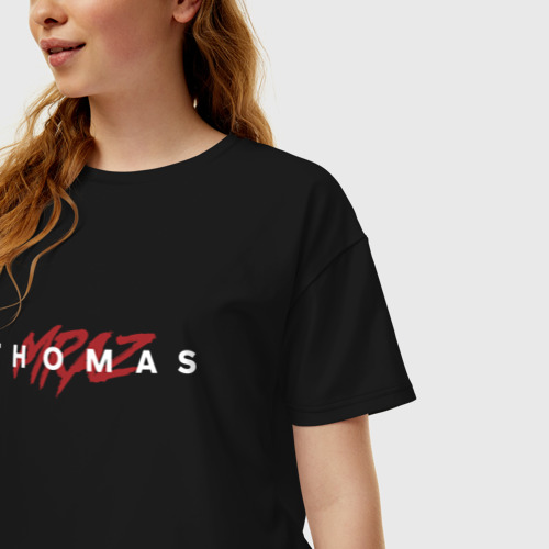 Женская футболка хлопок Oversize с принтом Thomas Mraz, фото на моделе #1