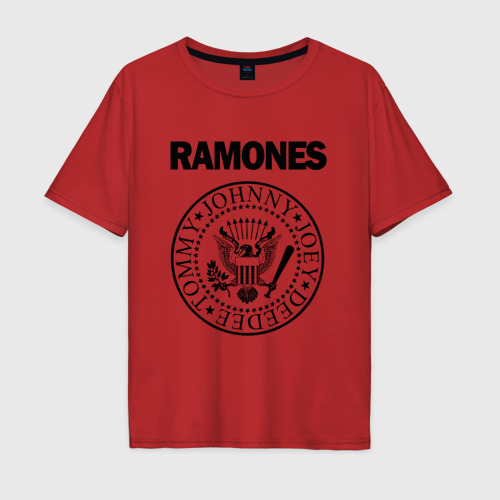 Мужская футболка хлопок Oversize Ramones Рамонес, цвет красный